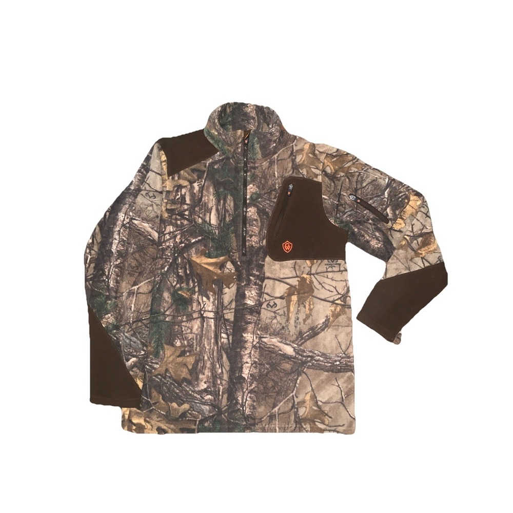 Game Winner Camo Men's Medium Half Zip‎ Pullover Hunting Sweater Outdoor Logo